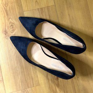 Nine West Blue Suede Pointed Toe Pump Heel